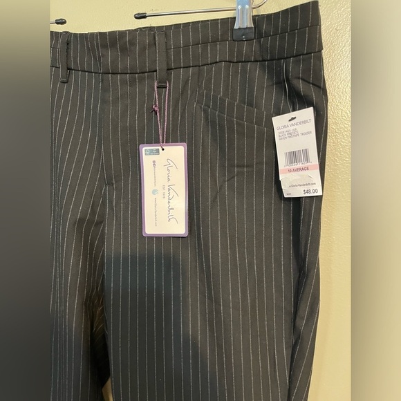 Gloria Vanderbilt Womens Black Micro flax Twill Haven Striped Trousers 10 New - Picture 5 of 14